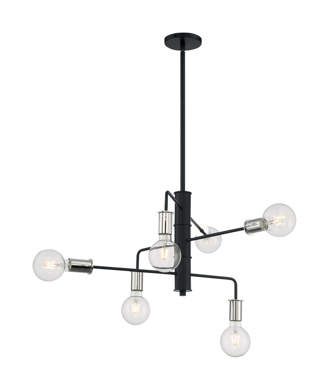 Nuvo Ryder 60-7354 Chandelier Light - Black / Polished Nickel
