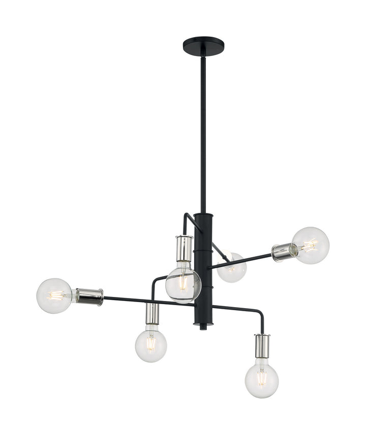 Nuvo Ryder 60-7354 Chandelier Light - Black / Polished Nickel