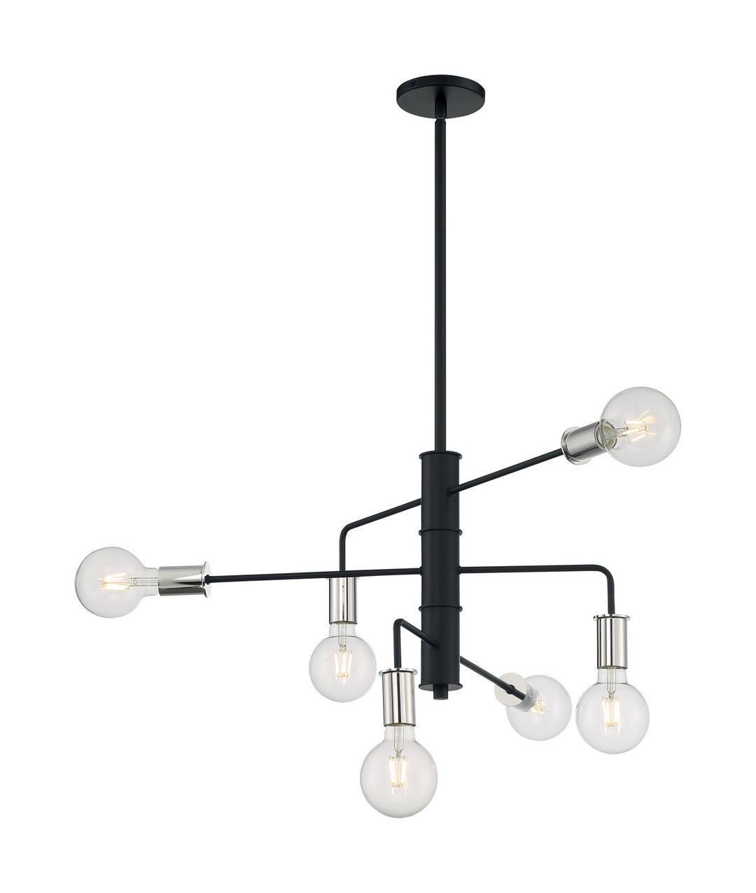 Nuvo Ryder 60-7354 Chandelier Light - Black / Polished Nickel