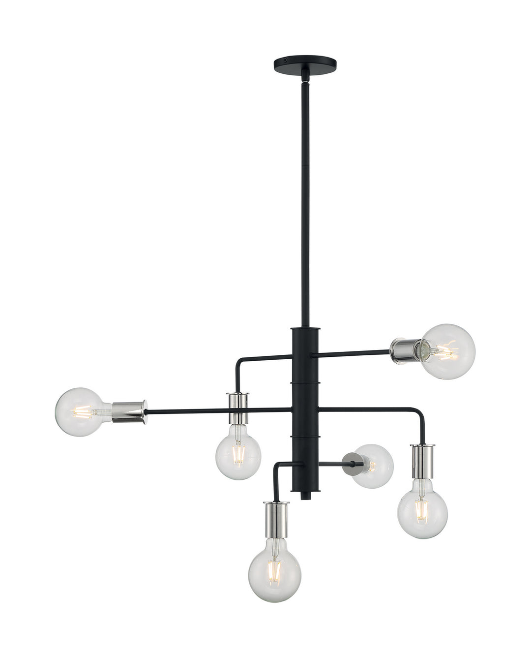 Nuvo Ryder 60-7354 Chandelier Light - Black / Polished Nickel