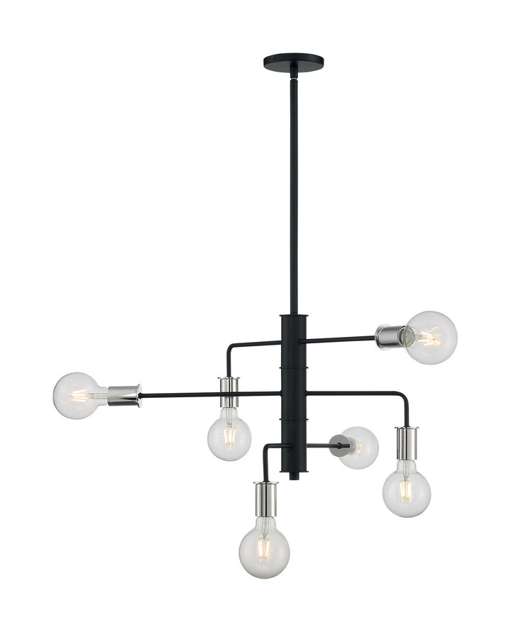 Nuvo Ryder 60-7354 Chandelier Light - Black / Polished Nickel