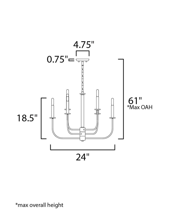 Maxim Wesley 10326BKSN Chandelier Light - Black / Satin Nickel