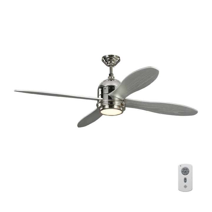 Visual Comfort Fan Metrograph 56 4TSR56PNGRYD Ceiling Fan - Polished Nickel, Grey/Grey/