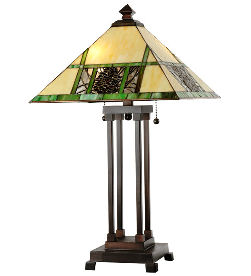 Meyda Tiffany Lighting 103380 Pinecone Ridge Two Light Table Lamp Lamp Bronze / Dark