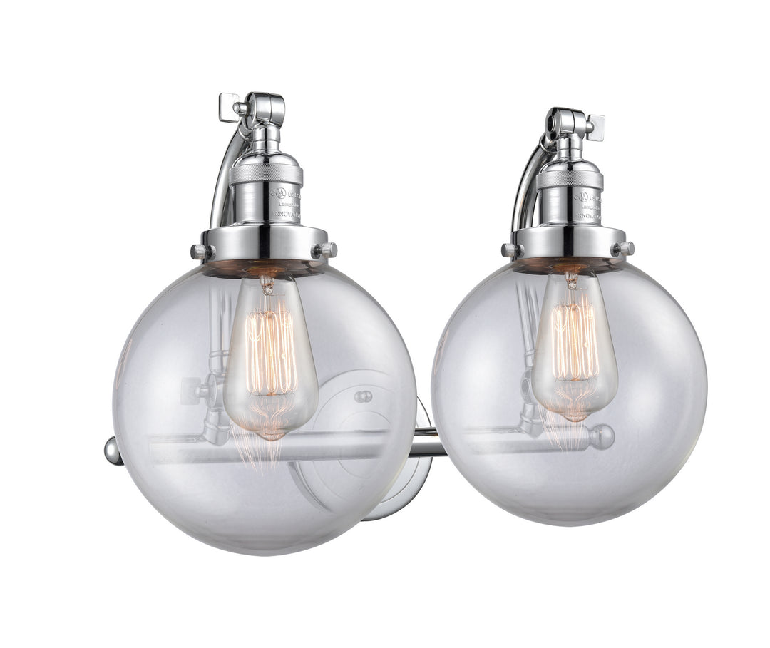 Innovations Franklin Restoration 515-2W-PC-G202-8 Bath Vanity Light 18 in. wide - Polished Chrome