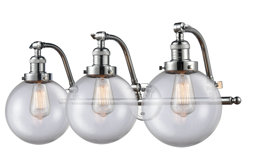 Innovations Franklin Restoration 515-3W-PC-G202-8 Bath Vanity Light 28 in. wide - Polished Chrome