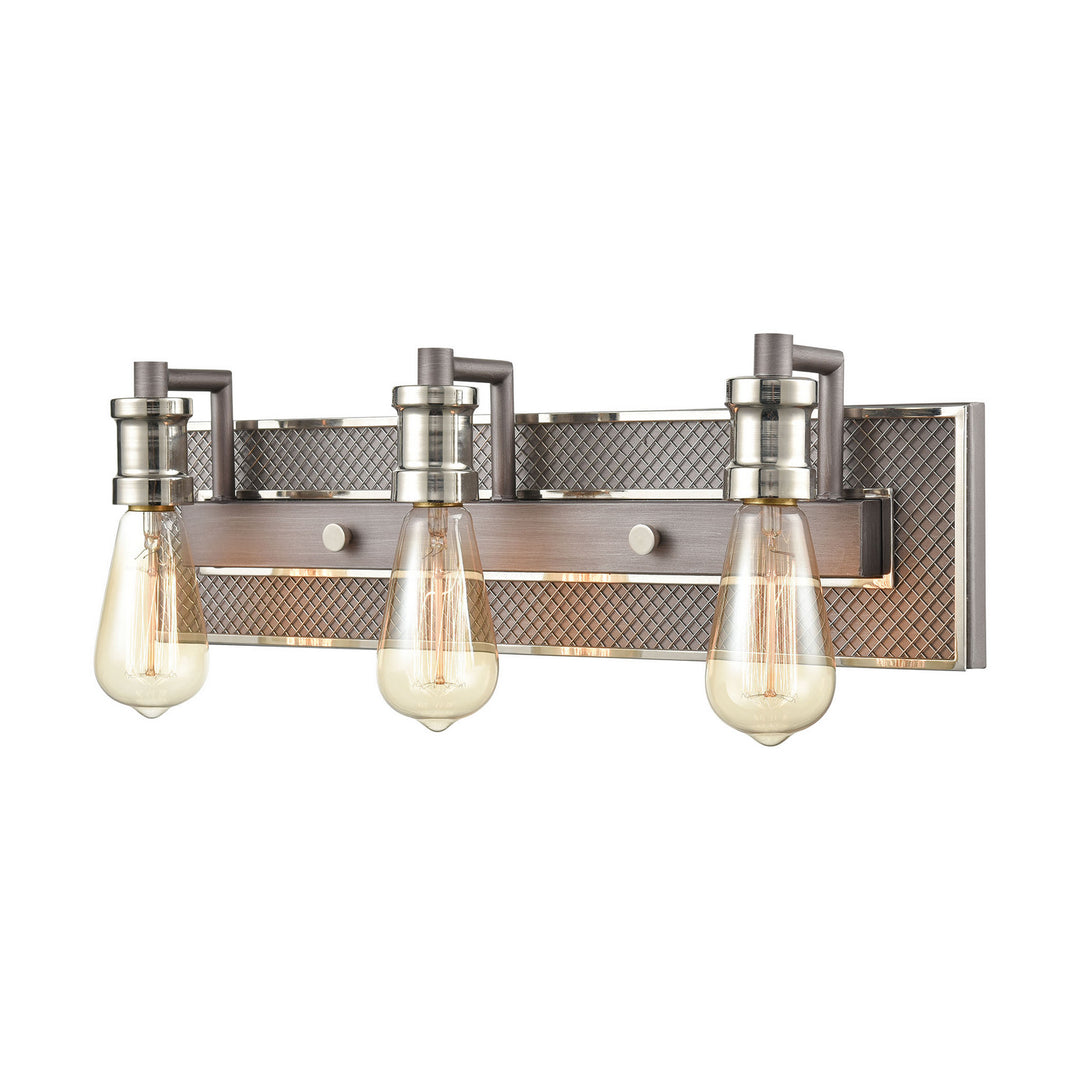 Elk Gridiron 15493/3 Bath Vanity Light 21 in. wide - Weathered Zinc