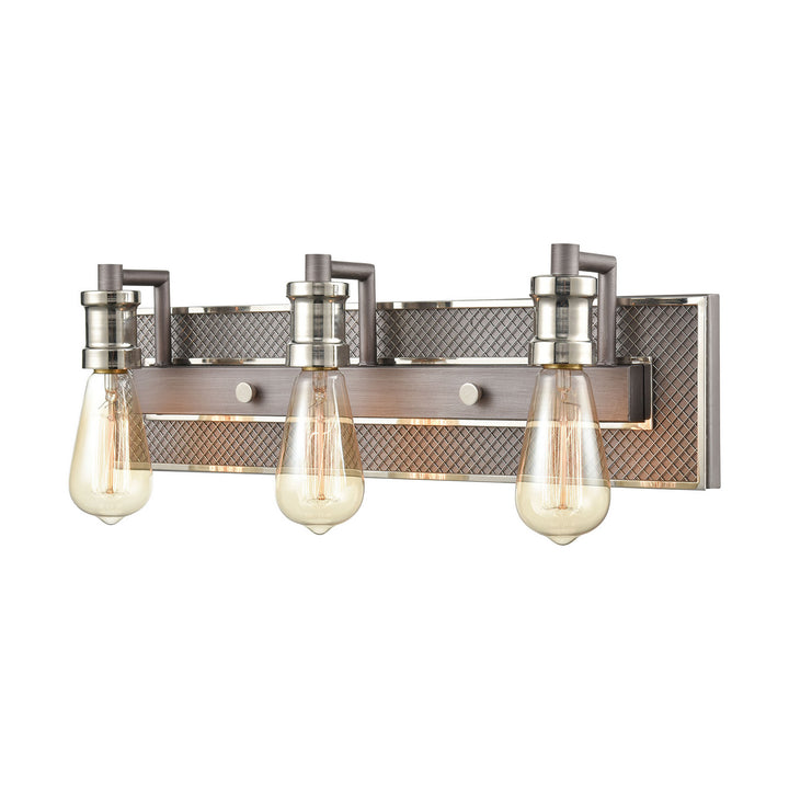 Elk Gridiron 15493/3 Bath Vanity Light 21 in. wide - Weathered Zinc