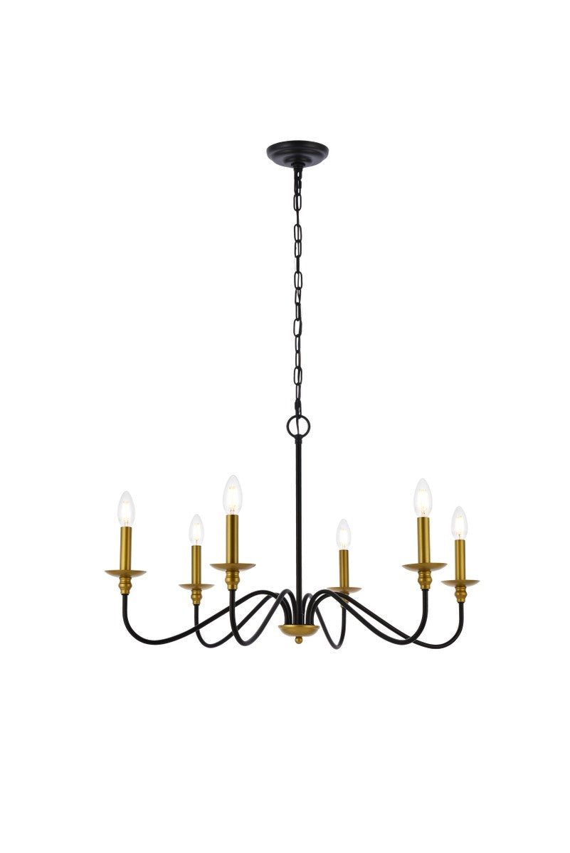 Elegant Rohan LD5056D30BRB Chandelier Light - Brass And Black