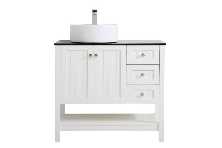 Elegant Lighting VF16236WH Ralph Vessel Sink Bathroom Vanity Plumbing White