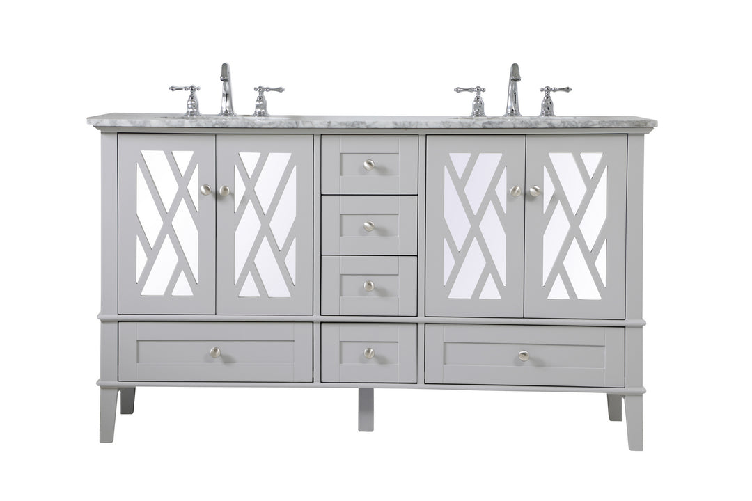 Elegant Lighting VF30260DGR Luxe Double Bathroom Vanity Set Plumbing Gray