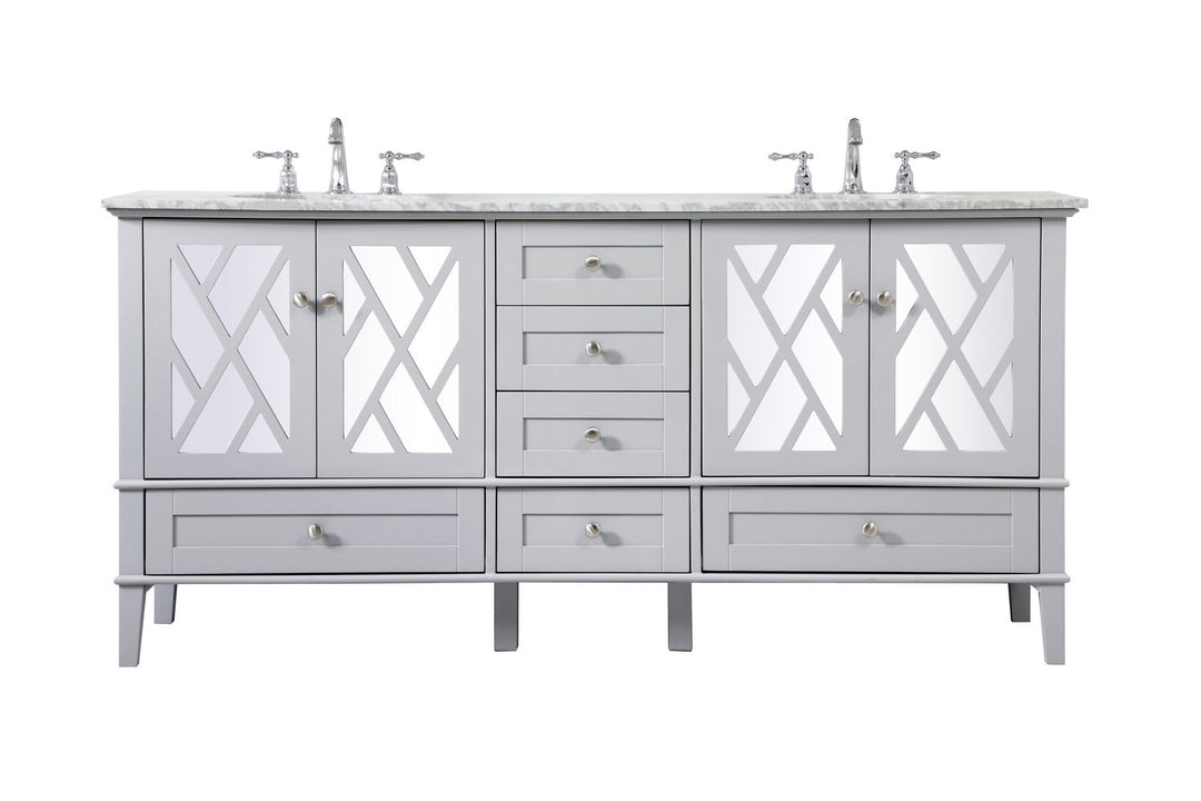 Elegant Lighting VF30272DGR Luxe Double Bathroom Vanity Set Plumbing Gray