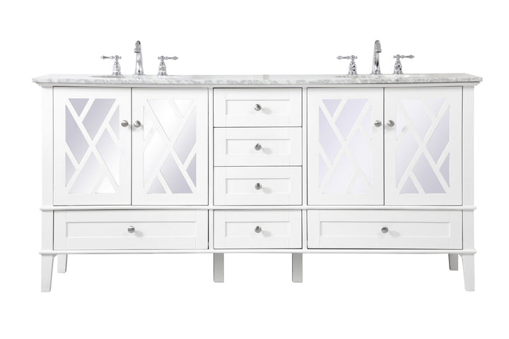 Elegant Lighting VF30272DWH Luxe Double Bathroom Vanity Set Plumbing White