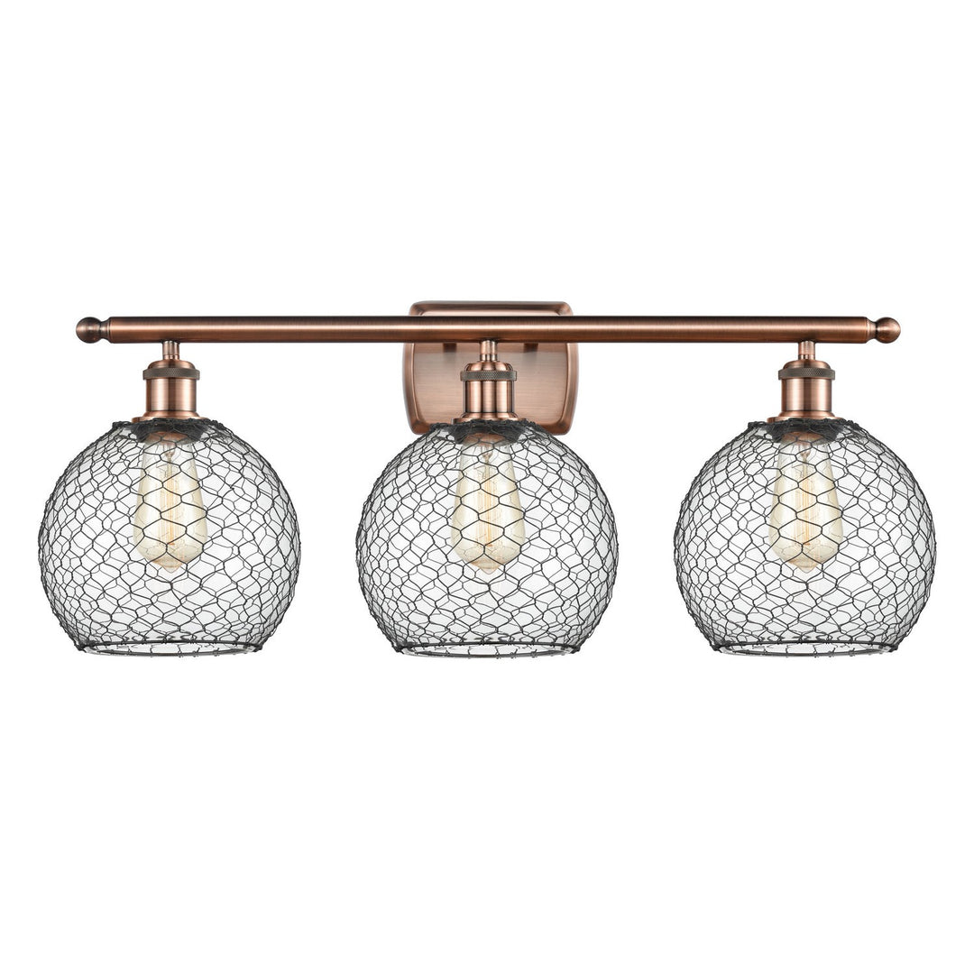 Innovations Ballston 516-3W-AC-G122-8CBK Bath Vanity Light 26 in. wide - Antique Copper