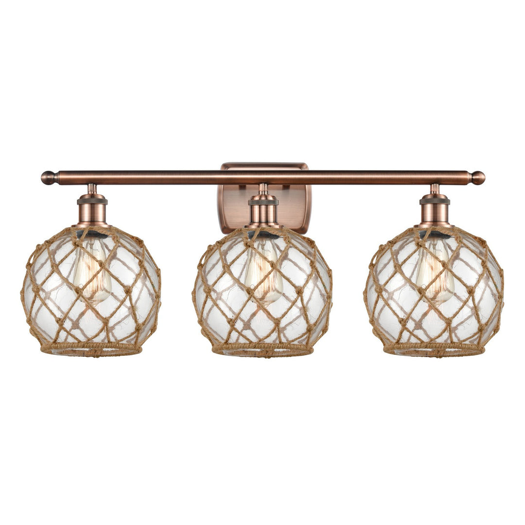 Innovations Ballston 516-3W-AC-G122-8RB Bath Vanity Light 26 in. wide - Antique Copper