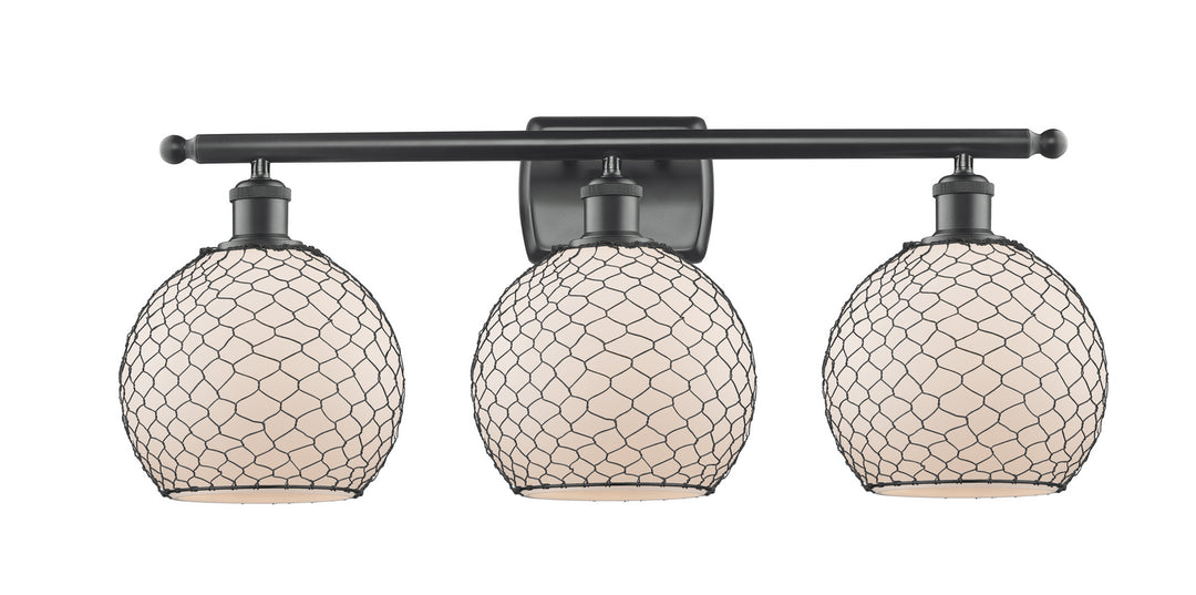 Innovations Ballston 516-3W-BK-G121-8CBK Bath Vanity Light 26 in. wide - Matte Black