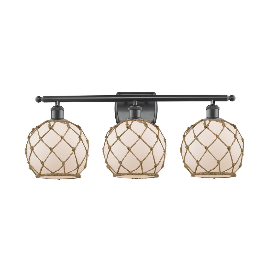 Innovations Ballston 516-3W-BK-G121-8RB Bath Vanity Light 26 in. wide - Matte Black