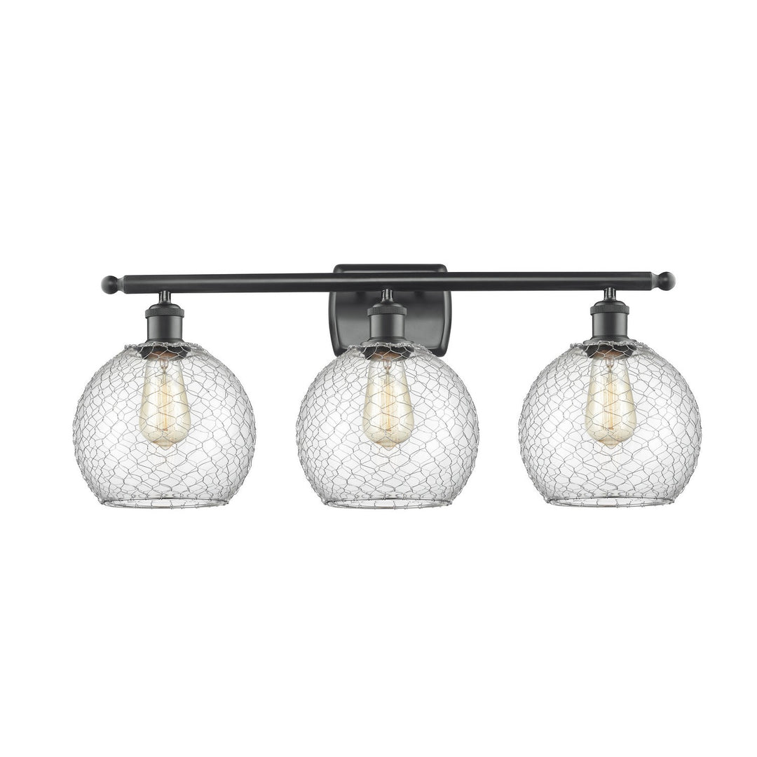 Innovations Ballston 516-3W-BK-G122-8CBK Bath Vanity Light 26 in. wide - Matte Black