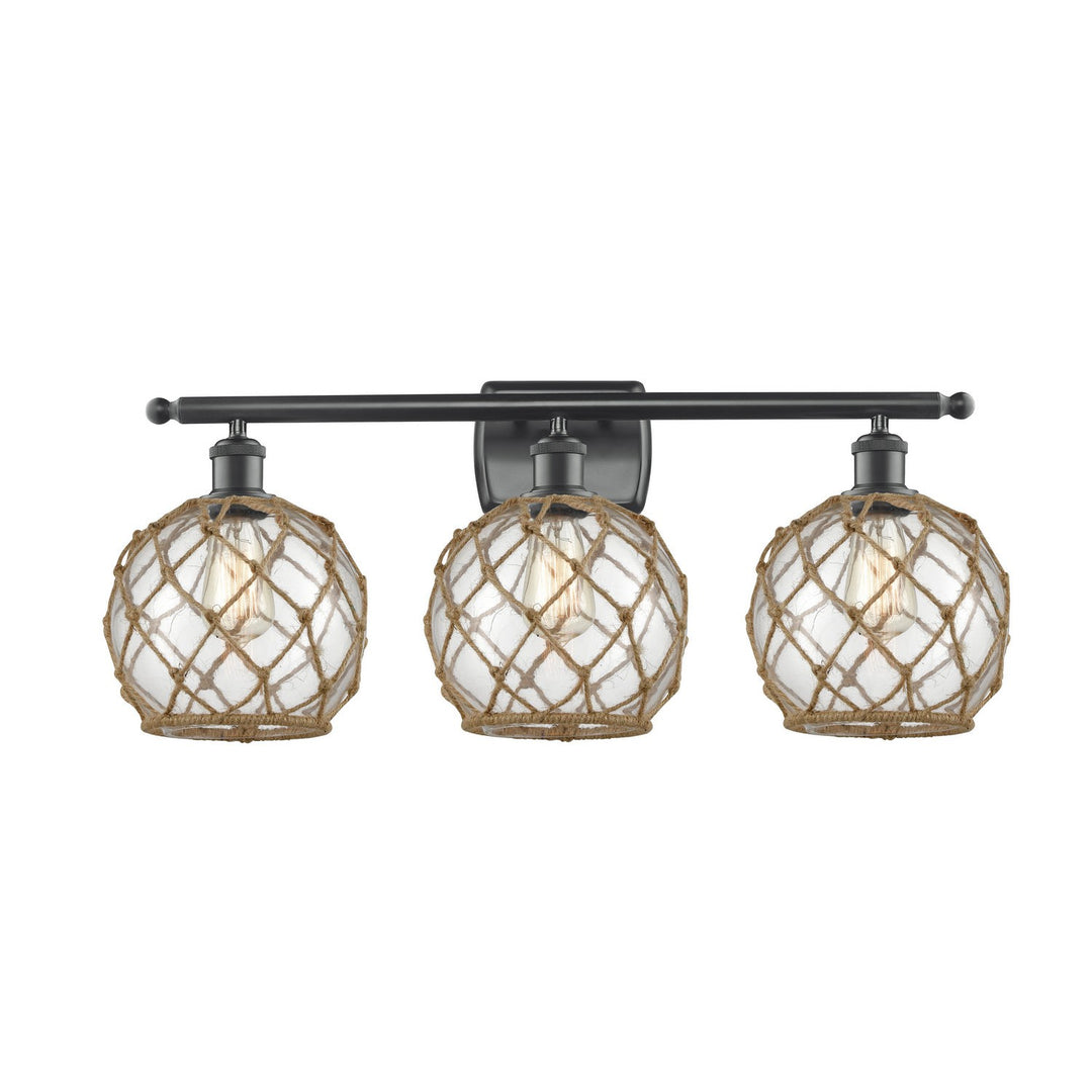 Innovations Ballston 516-3W-BK-G122-8RB Bath Vanity Light 26 in. wide - Matte Black