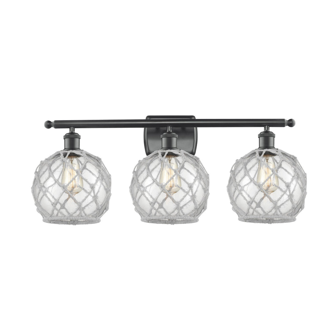 Innovations Ballston 516-3W-BK-G122-8RW Bath Vanity Light 26 in. wide - Matte Black