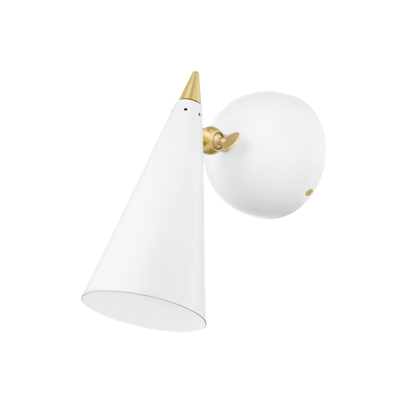 Mitzi Moxie H441101-AGB/WH Wall Sconce Light - Aged Brass/Soft Off White