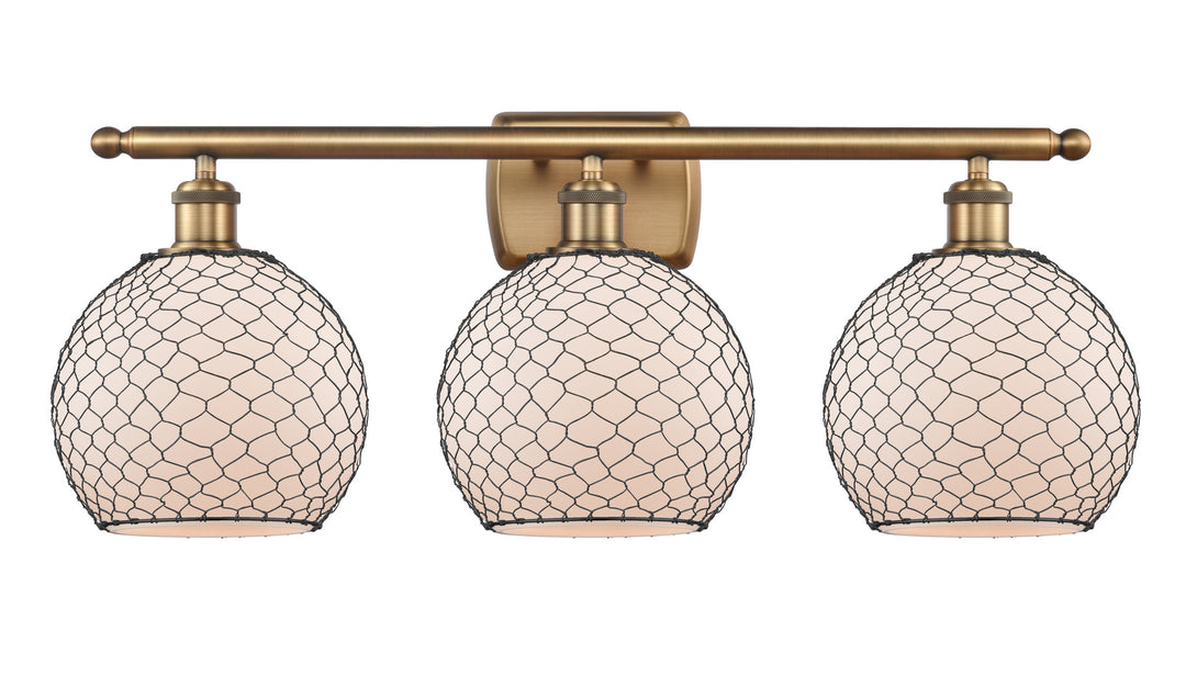 Innovations Ballston 516-3W-BB-G121-8CBK Bath Vanity Light 26 in. wide - Brushed Brass