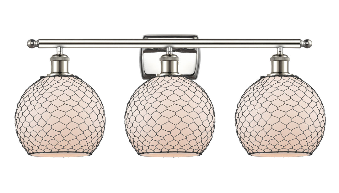 Innovations Ballston 516-3W-PN-G121-8CBK Bath Vanity Light 26 in. wide - Polished Nickel