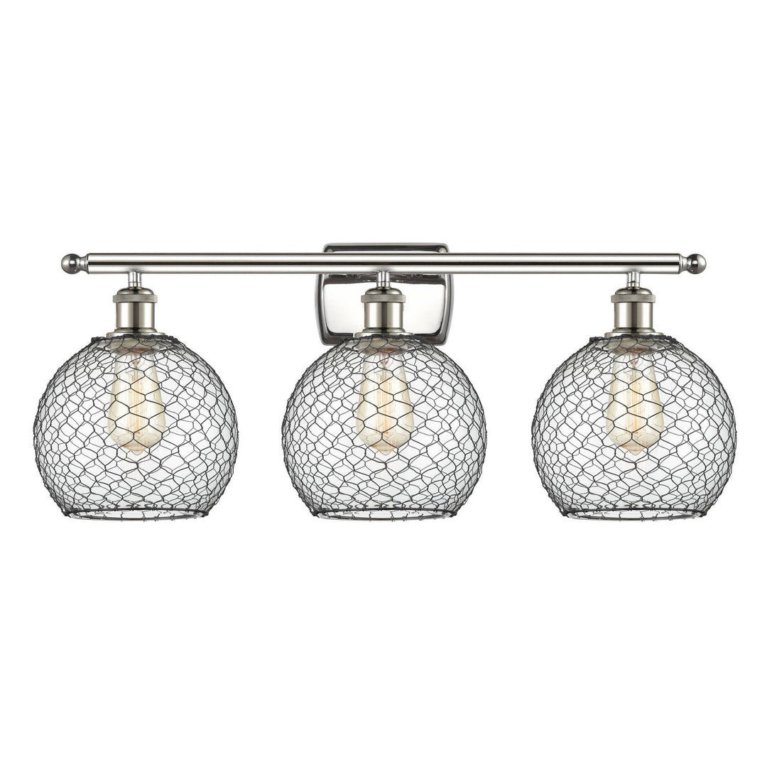 Innovations Ballston 516-3W-PN-G122-8CBK Bath Vanity Light 26 in. wide - Polished Nickel