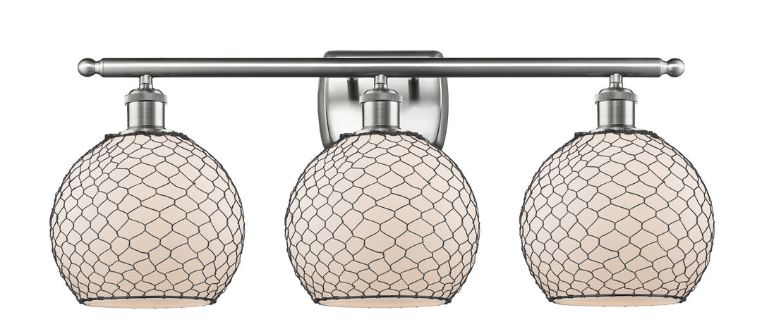 Innovations Ballston 516-3W-SN-G121-8CBK Bath Vanity Light 26 in. wide - Brushed Satin Nickel