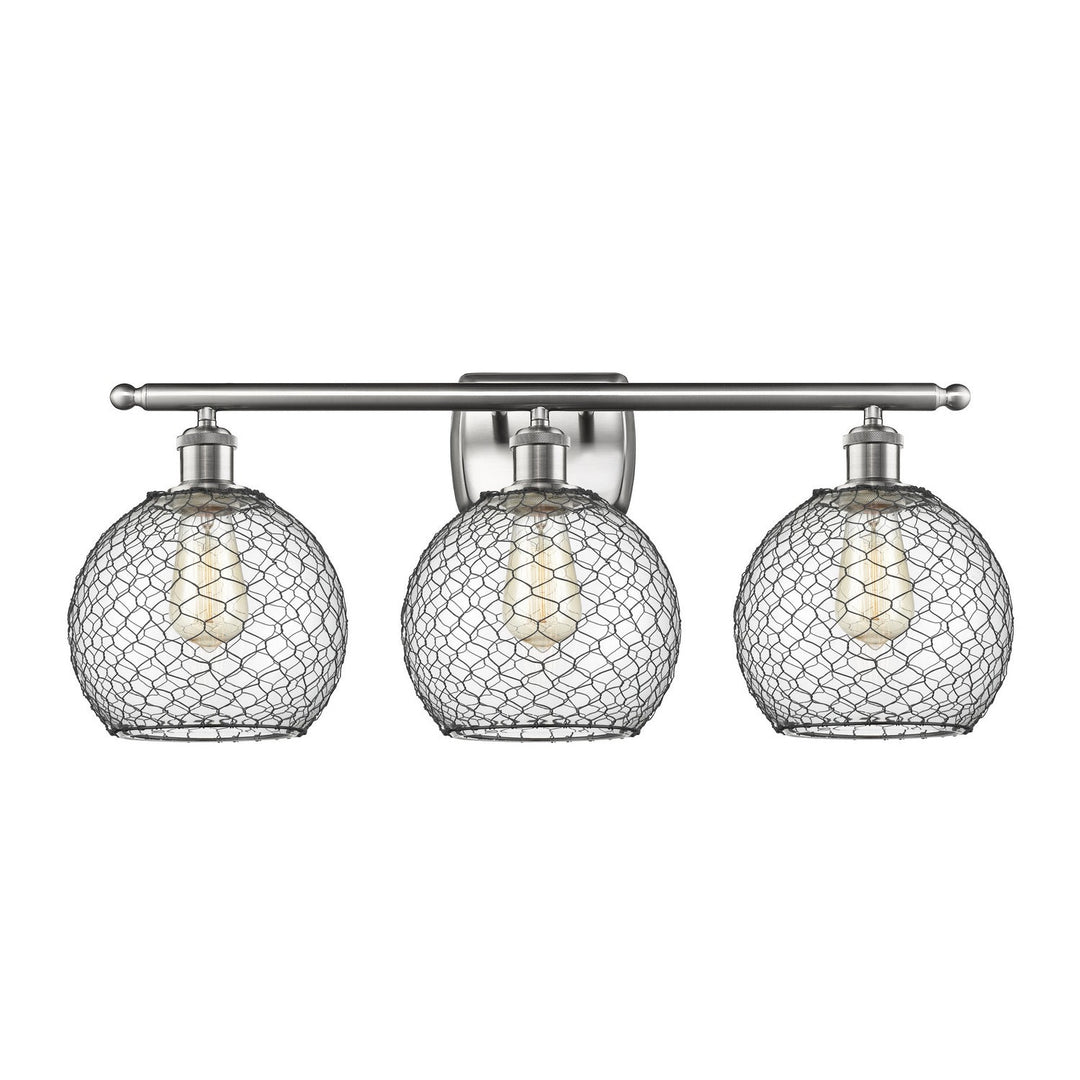 Innovations Ballston 516-3W-SN-G122-8CBK Bath Vanity Light 26 in. wide - Brushed Satin Nickel