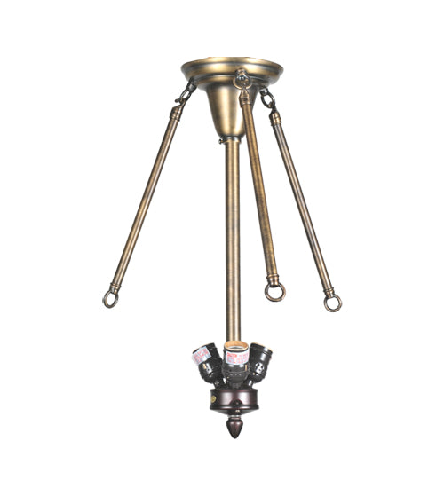 Meyda Tiffany Lighting 105684 Semi Flush With Chains Three Light Semi Flush W/Chains Hardware Utility Light Bronze / Dark