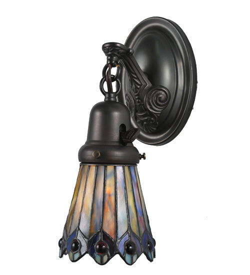 Meyda Tiffany Tiffany Jeweled Peacock 106004 Wall Light - Craftsman Brown