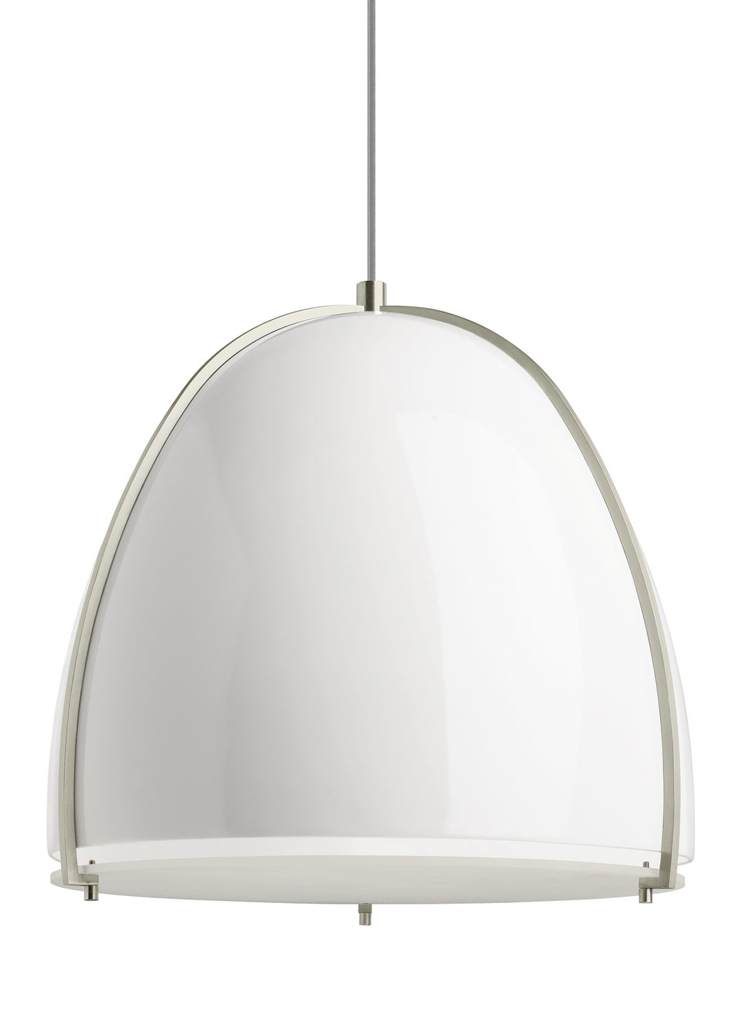 Visual Comfort Modern Paravo 700TDPRVPWW-LED927 Pendant Light - Gloss White/Satin Nickel