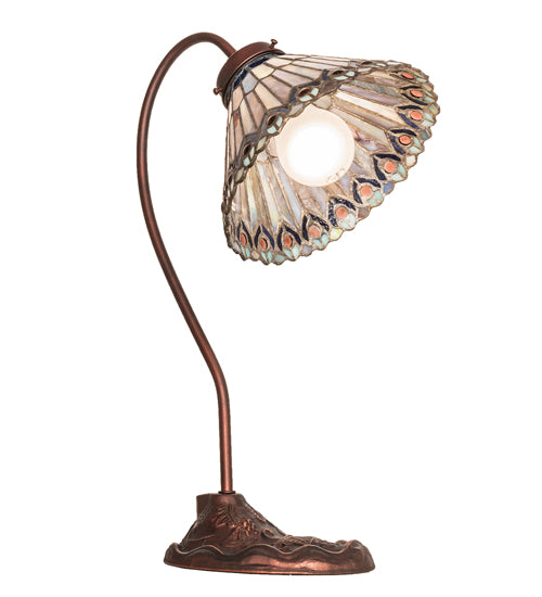 Meyda Tiffany Lighting 106055 Tiffany Jeweled Peacock One Light Desk Lamp Lamp Bronze / Dark