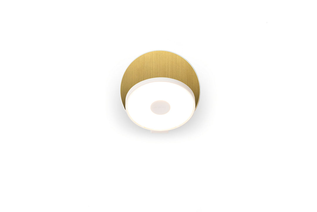Koncept Gravy GRW-S-MWT-BRS-PI Wall Sconce Light - Matte White Body, Brushed Brass