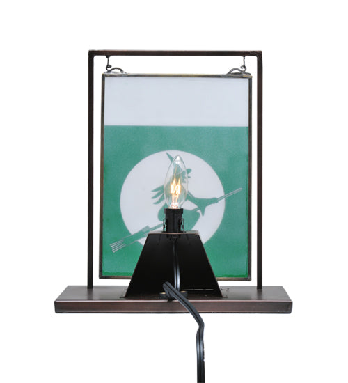 Meyda Tiffany Lighting 106244 Witch On Broom Mini Tabletop Window Lamp Bronze / Dark