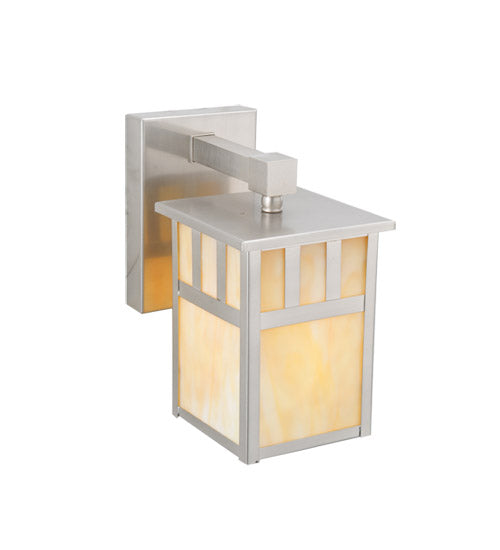Meyda Tiffany Lighting 106438 Hyde Park One Light Wall Sconce Outdoor Pewter, Nickel, Silver
