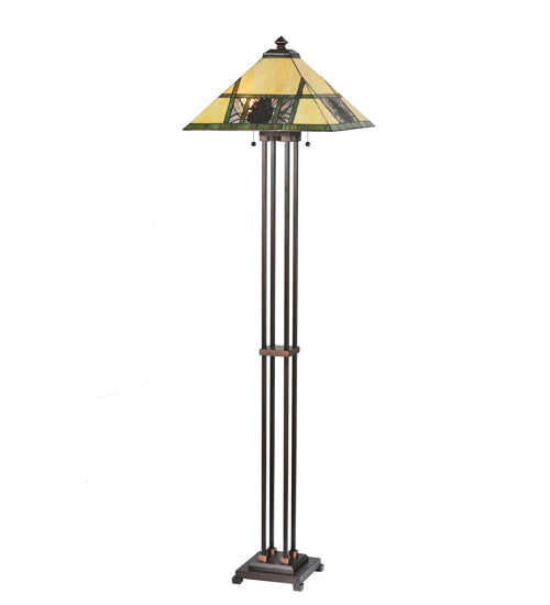 Meyda Tiffany Lighting 106488 Pinecone Ridge Two Light Floor Lamp Lamp Bronze / Dark