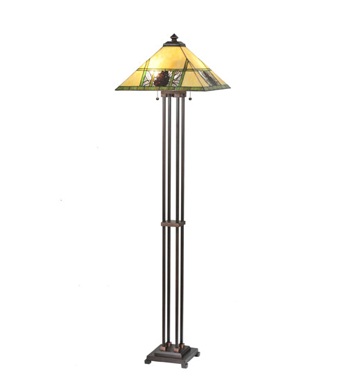 Meyda Tiffany Lighting 106488 Pinecone Ridge Two Light Floor Lamp Lamp Bronze / Dark