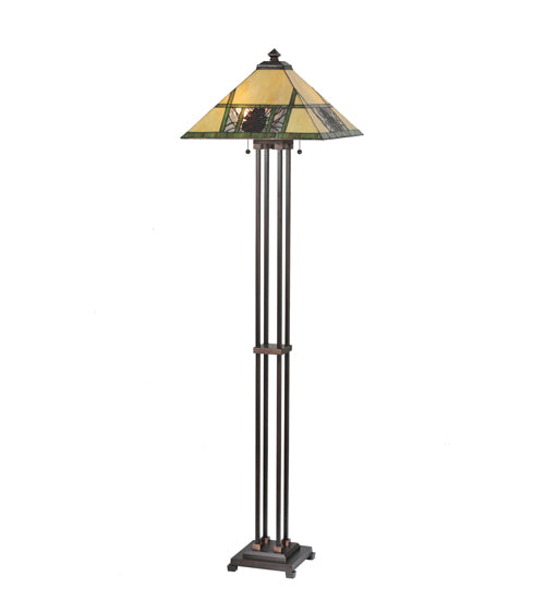 Meyda Tiffany Lighting 106488 Pinecone Ridge Two Light Floor Lamp Lamp Bronze / Dark