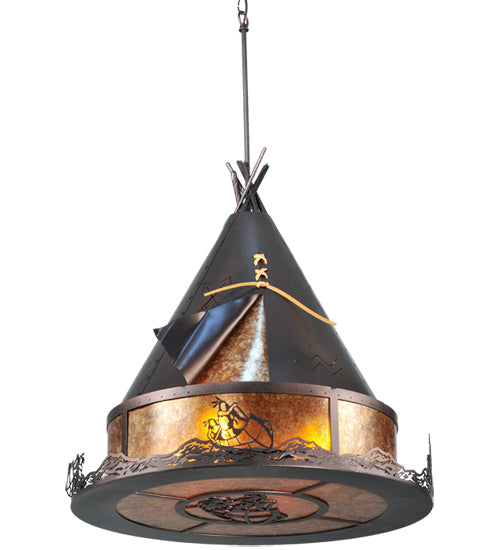 Meyda Tiffany Teepee 106545 Pendant Light - Mahogany Bronze/Amber Mica