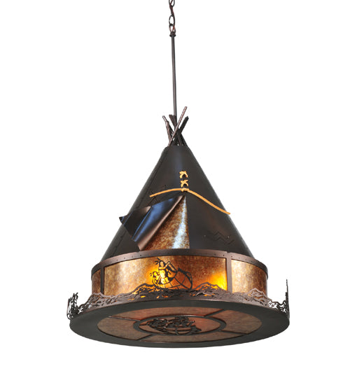 Meyda Tiffany Teepee 106545 Pendant Light - Mahogany Bronze/Amber Mica