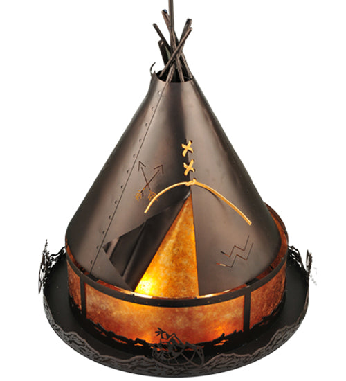 Meyda Tiffany Teepee 106545 Pendant Light - Mahogany Bronze/Amber Mica