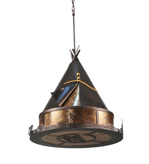Meyda Tiffany Teepee 106545 Pendant Light - Mahogany Bronze/Amber Mica