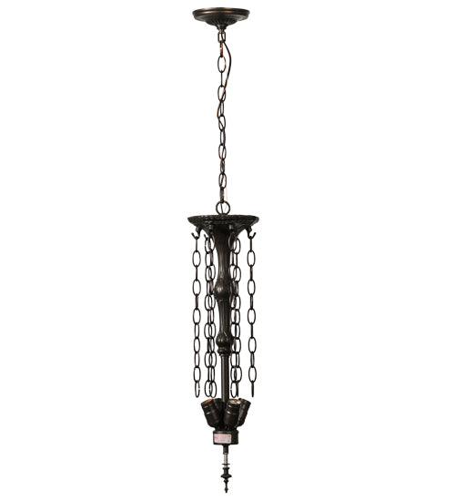 Meyda Tiffany Lighting 106604 Mahogany Bronze Four Light Inverted Pendant Hardware Utility Light Bronze / Dark