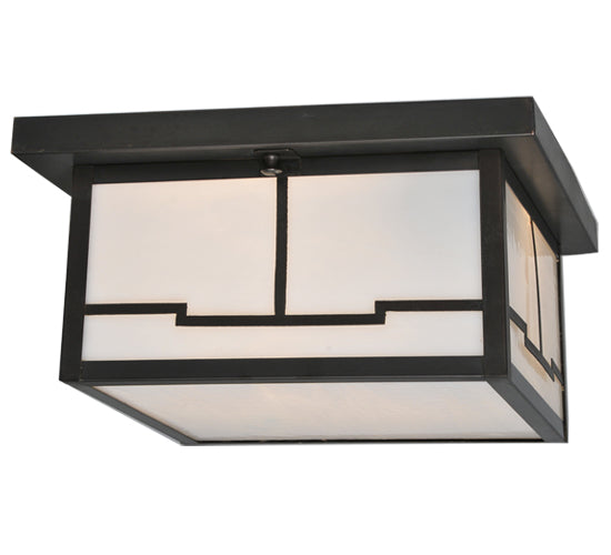 Meyda Tiffany Lighting 106621 Hyde Park Two Light Flushmount Outdoor Bronze / Dark