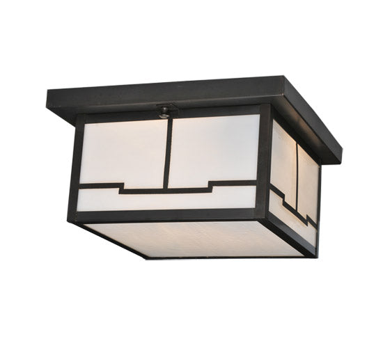 Meyda Tiffany Lighting 106621 Hyde Park Two Light Flushmount Outdoor Bronze / Dark