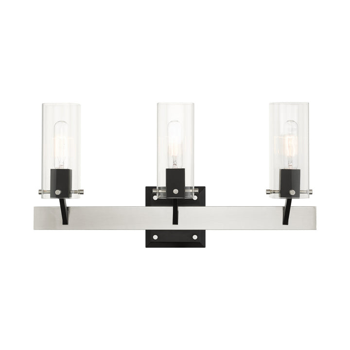 Livex Beckett 17823-91 Bath Vanity Light 24 in. wide - Brushed Nickel & Black