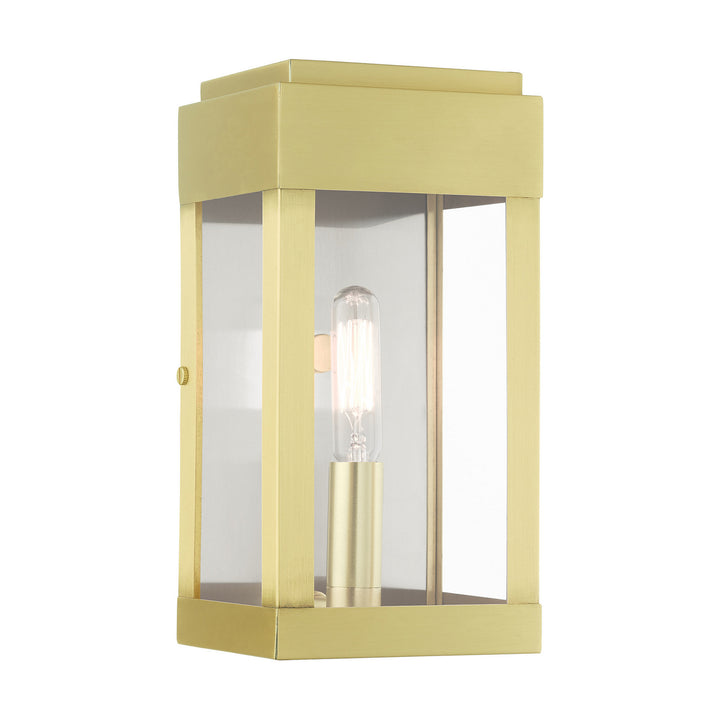 Livex Lighting 21231-12  York Outdoor Satin Brass W/ Brushed Nickel Stainless Steel