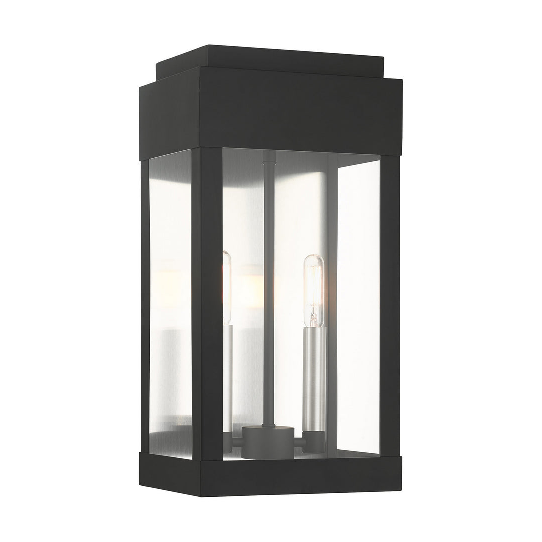 Livex Lighting 21235-04  York Outdoor Black W/ Brushed Nickels W/ Brushed Nickel Stainless Steel